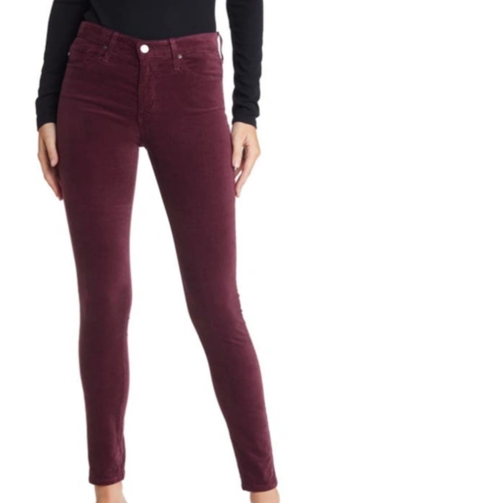 AG Maroon Farrah skinny high rise jeans